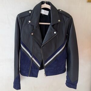 The mighty company Stylish Black and Blue Women's leather and suede jacket